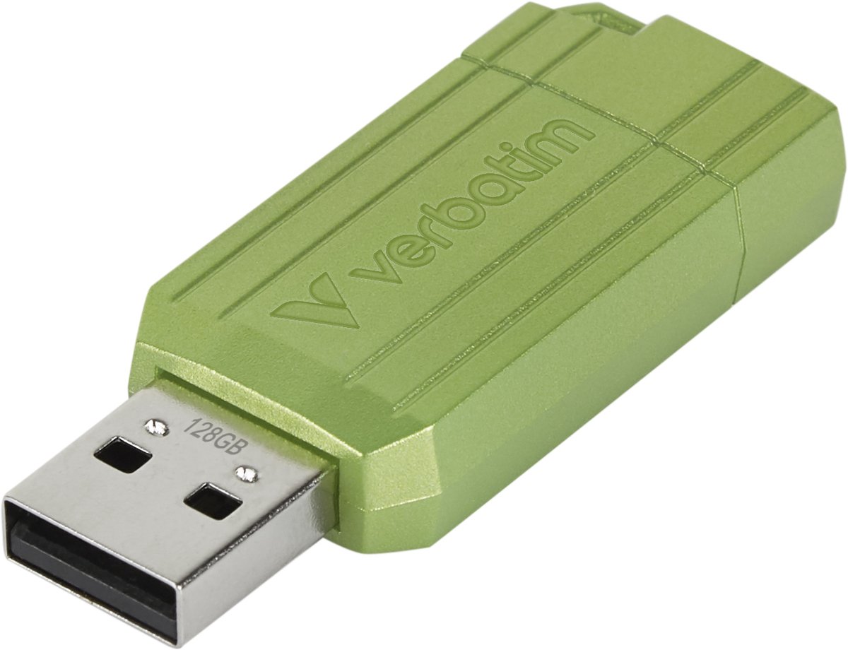 Verbatim USB DRIVE 2.0 PINSTRIPE USB-minne 128 GB Eucalyptus, Grön 49462 USB 2.0
