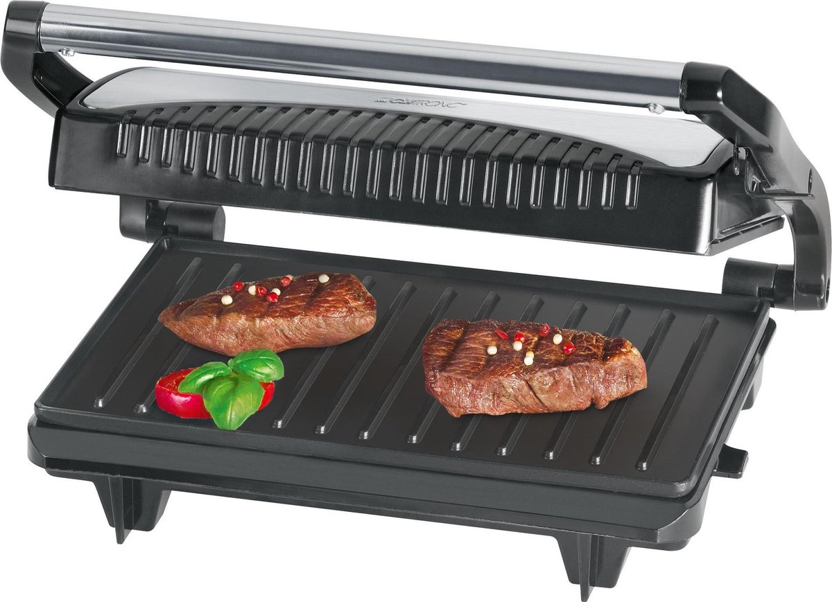 Clatronic MG 3519 Klämgrill Elektrisk Svart, Rostfritt stål