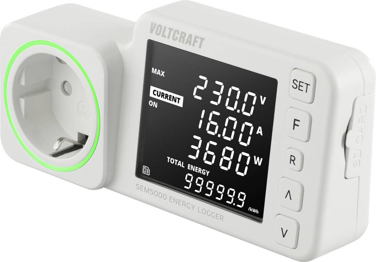 VOLTCRAFT SEM5000 Energimätare Kostnadsprognos, Alarmfunktion, Eltariff inställbar, Dataloggerfunktion