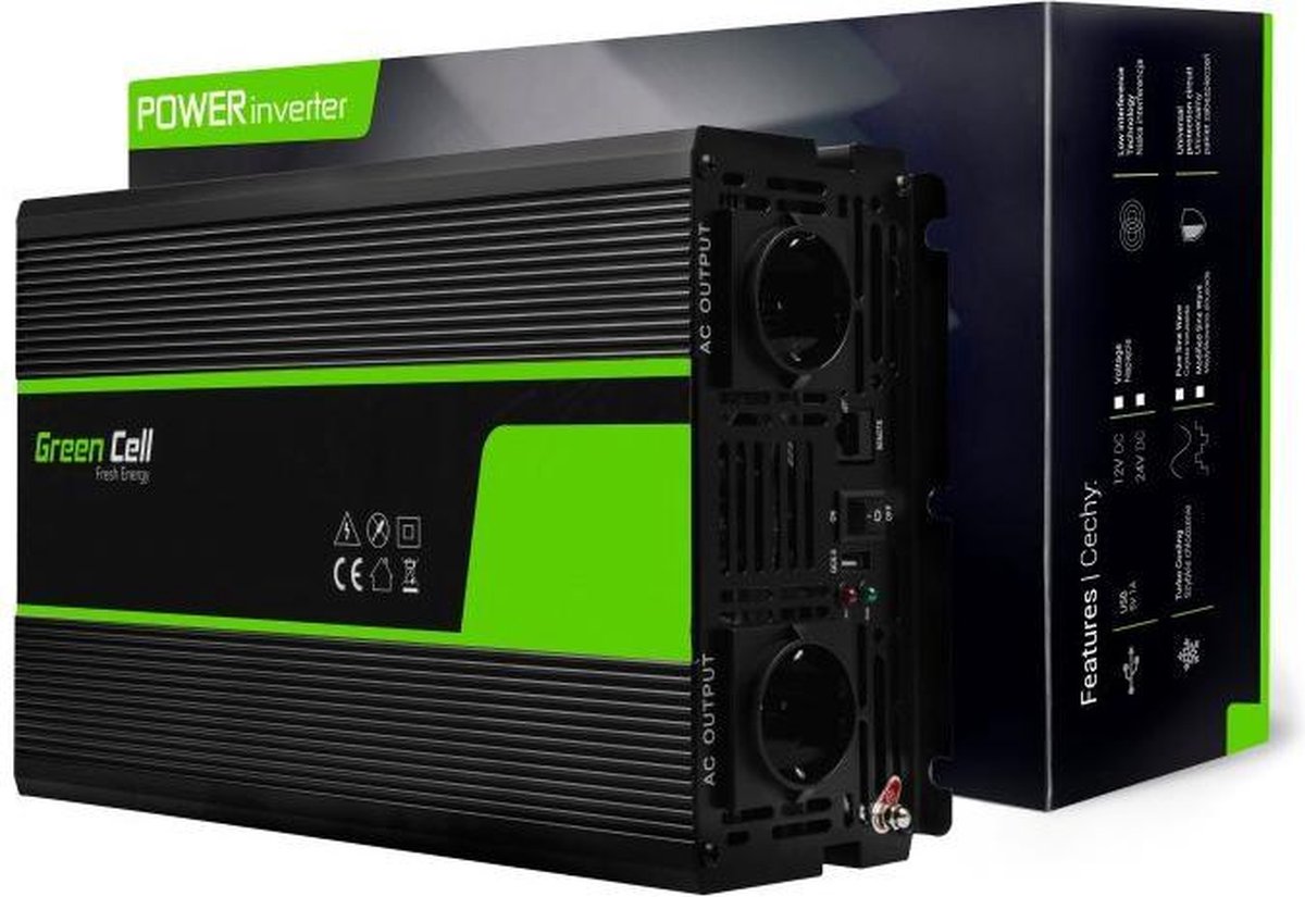 Green Cell Växelriktare INV15 3000 W 12 V - 230 V