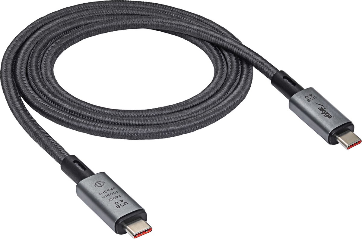 Akyga USB-kabel USB 4.0 USB-C®-kontakt, USB-C®-kontakt 1.00 m Grå Högflexibel AK-USB-45