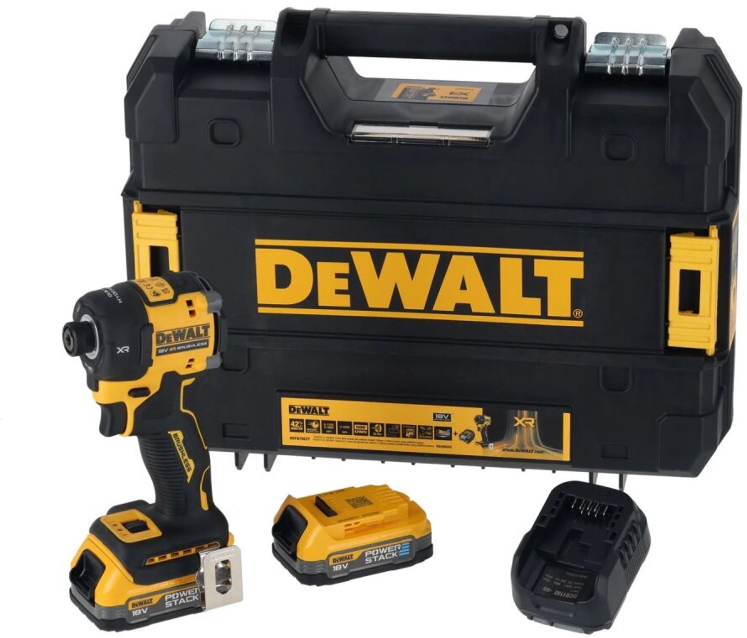 DEWALT DCF870E2T-QW DCF870E2T-QW Slagskruvdragare batteri 18 V Antal batterier som ingår 2 1.7 Ah borstfri, inkl. 2x batterier, inkl. laddare