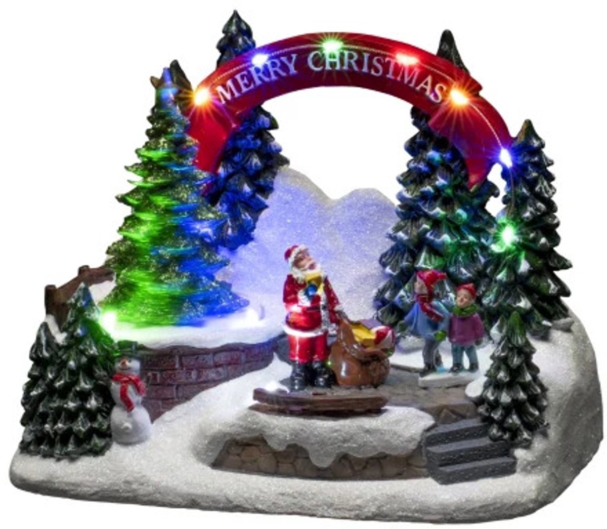 Konstsmide 4244-000 LED-Fensterbild Jultomten med barn Flerfärgad LED Flerfärgad med brytare, med musik