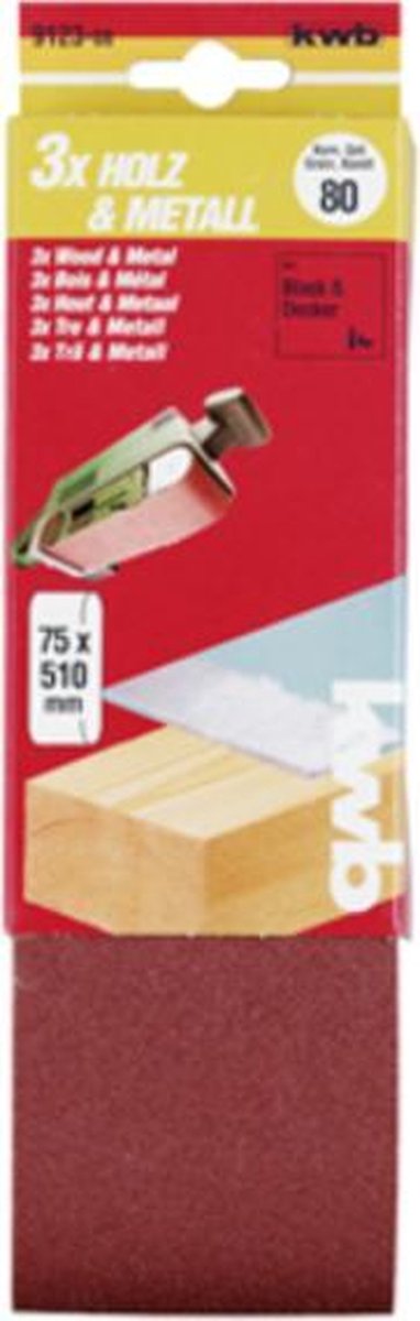 kwb 912308 Slipband set Kornighet 80 (L x B) 510 mm x 75 mm 3 st