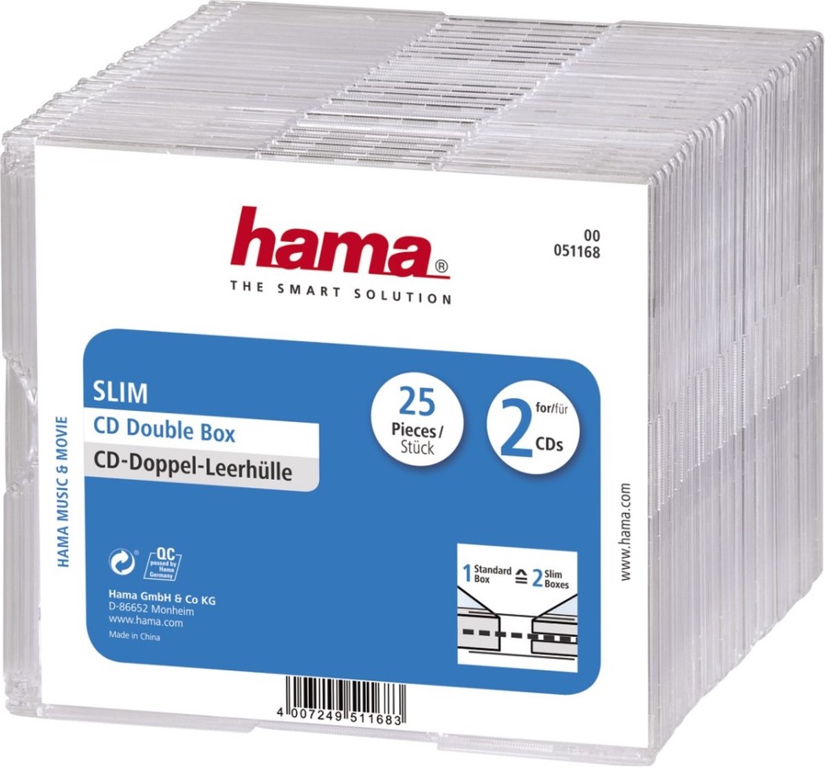 CD-tomhölje SlimDouble 2 CD-skivor, 25-pack