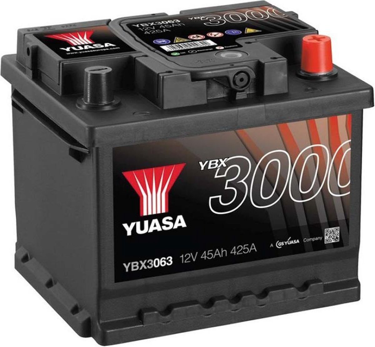 Yuasa SMF YBX3063 Bilbatteri 45 Ah Poltyp: T1