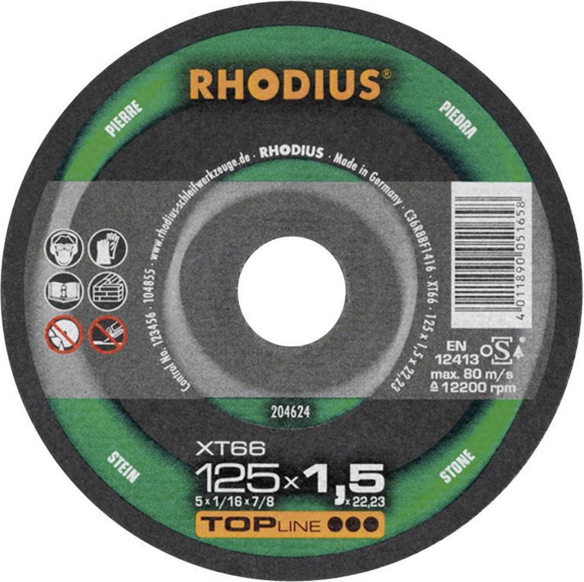 Rhodius XT 66 204624 Separationspår rakt 125 mm 22.23 mm 1 st