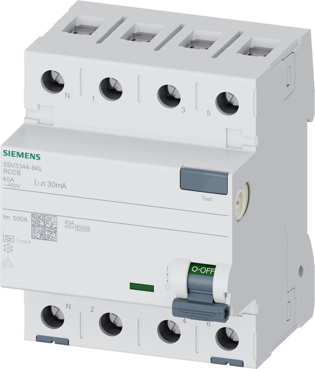 Siemens 5SV33446KL Jordfelsbrytare A 4-polig 40 A 0.03 A 400 V
