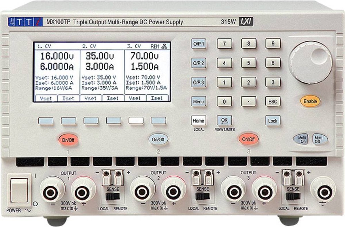 Aim TTi MX100TP Laboratorieaggregat, justerbar 0 - 35 0 - 6 A 315 W RS232 programmerbar Antal utgångar 3 x