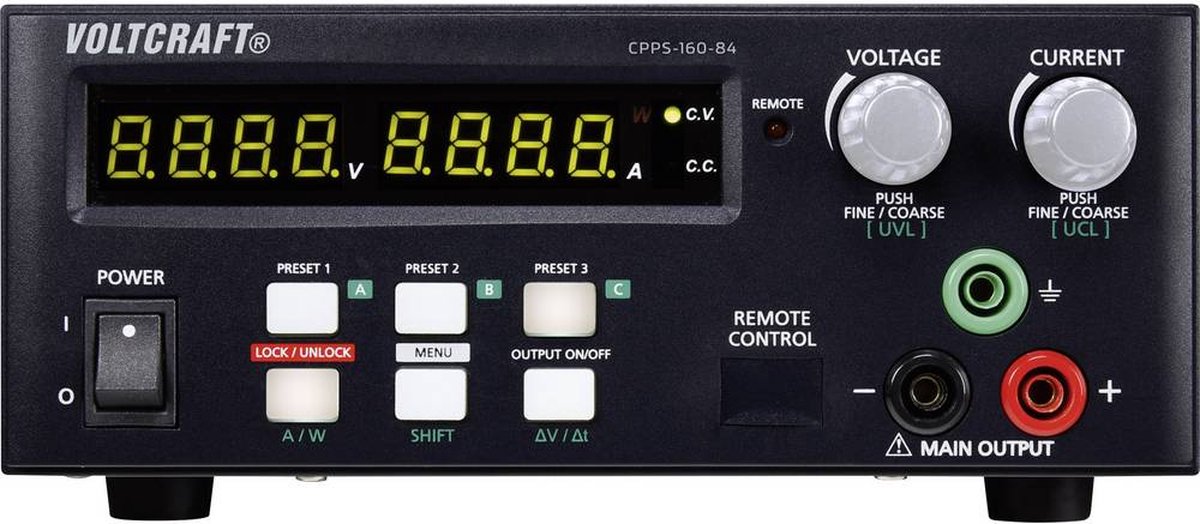 VOLTCRAFT CPPS-160-84 Laboratorieaggregat, justerbar 0.02 - 84 0.01 - 5 A 160 W USB radiostyrd, programmerbar, Auto-Range Antal utgångar 1 x