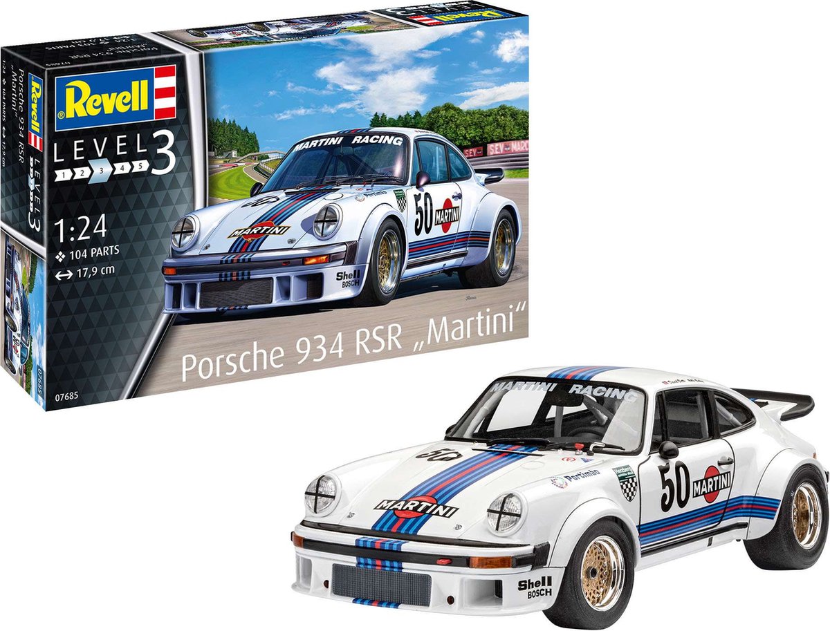 Revell 07685 Porsche 934 RSR Martini Bilmodell byggsats 1:24