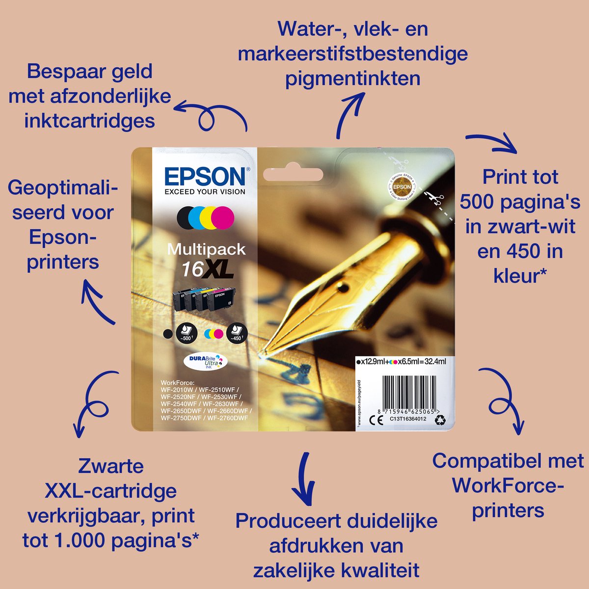 Epson Bläck 16 Original Cyan C 13 T 16224012