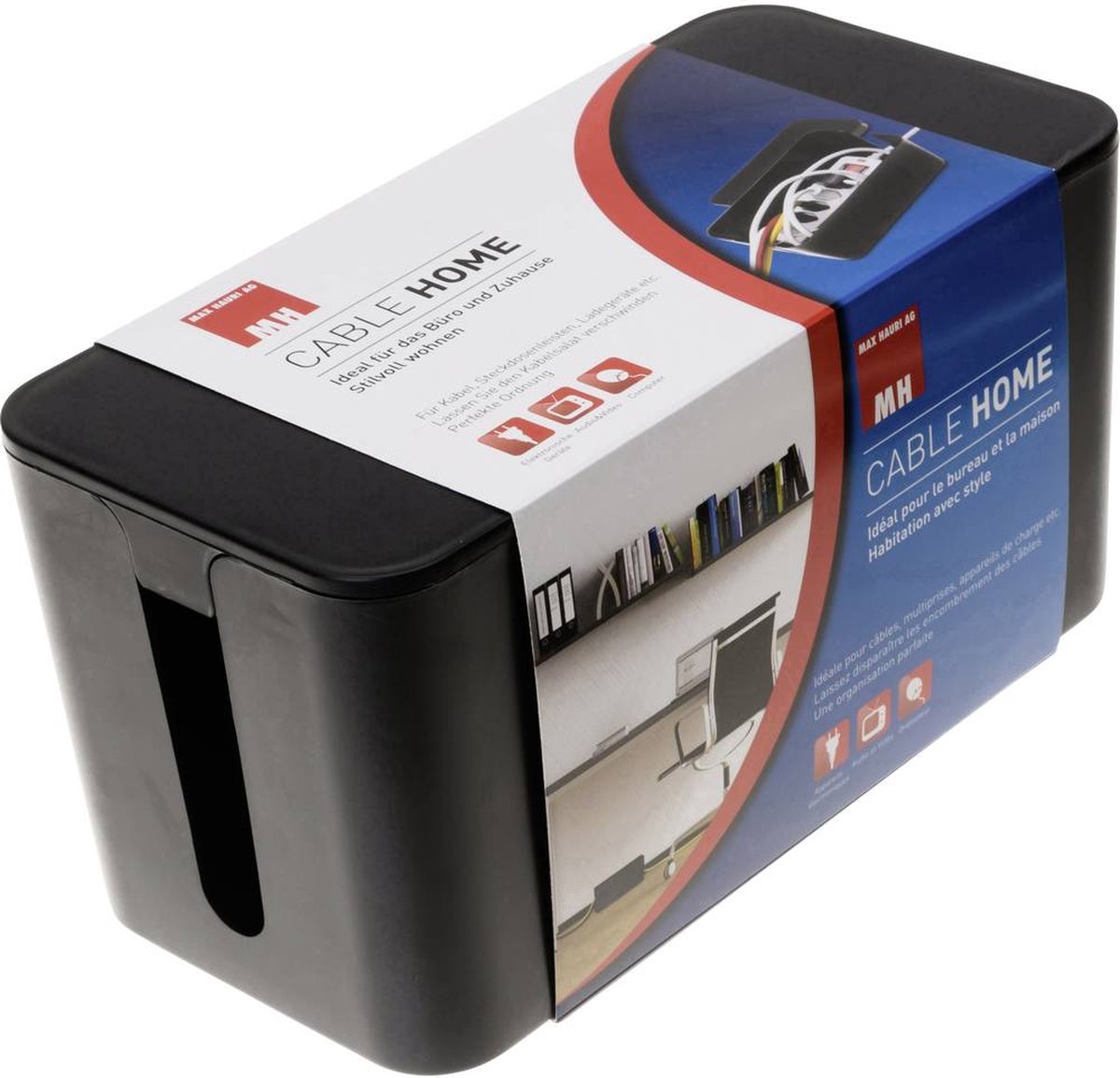 Max Hauri 126728 Kabelbox Svart (L x B x H) 23.5 x 11.5 x 12 cm 1 st