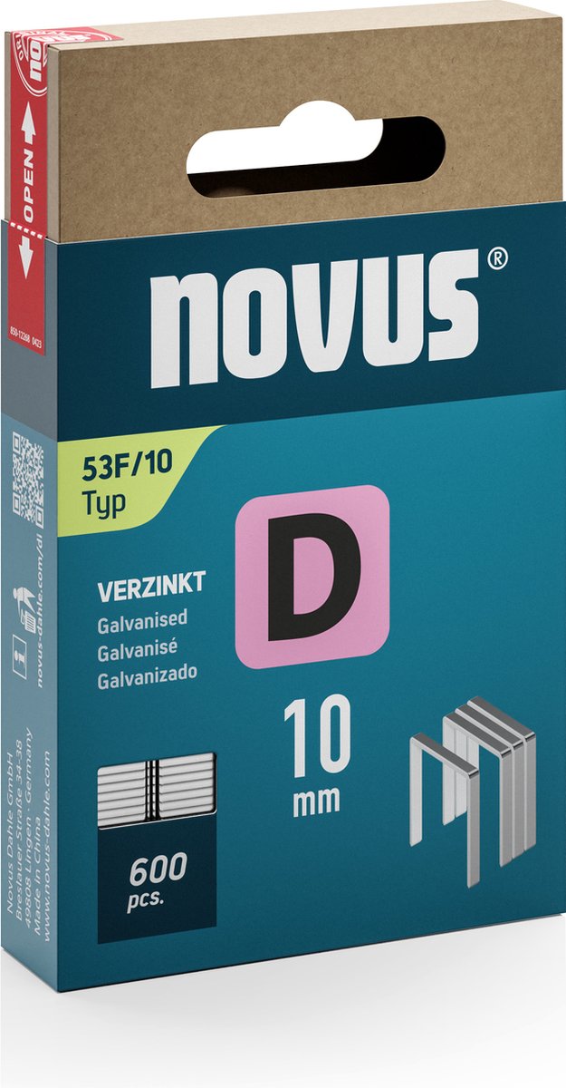 Novus Tools 042-0790 Flattrådsklämmor Typ 53F 600 st Mått (L x B) 10 mm x 11.3 mm
