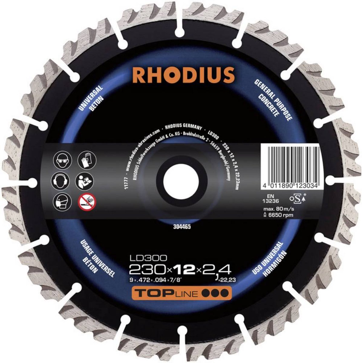 Rhodius 304465 LD300 Diamantkapskiva Diameter 230 mm 1 st