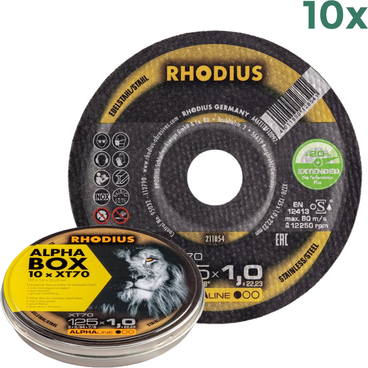 Rhodius XT70 BOX 208226 Separationspår rakt 125 mm 22.23 mm 10 st