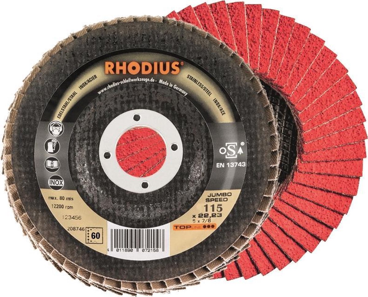 Rhodius 208745 JUMBO SPEED Lamellslipplatta Diameter 115 mm Borrdiameter 22.23 mm Rostfritt stål 1 st