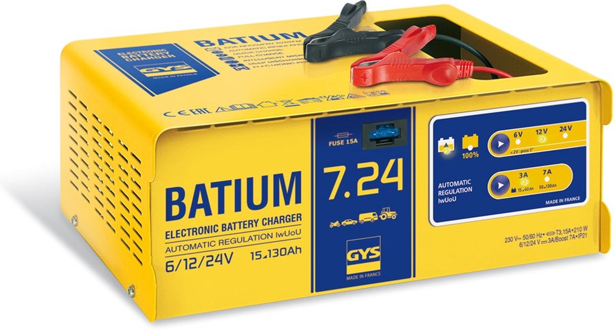 GYS BATIUM 7.24 024502 Bilbatteriladdare 6 V, 12 V, 24 V 11 A