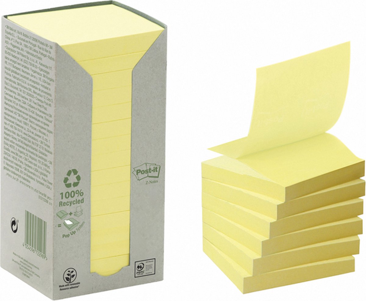 Post-it Notislapp, häftande 7100172251 76 mm x 76 mm Gul 1600 ark