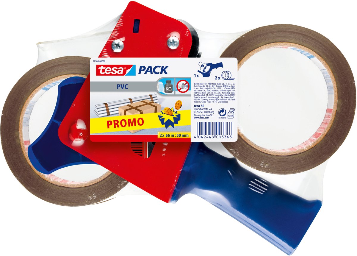 tesa Förpackningsbanddispenser 57108-00-01 Brun Rullbredd (max.): 50 mm Rullängd (max.) 66 m Med bladskydd