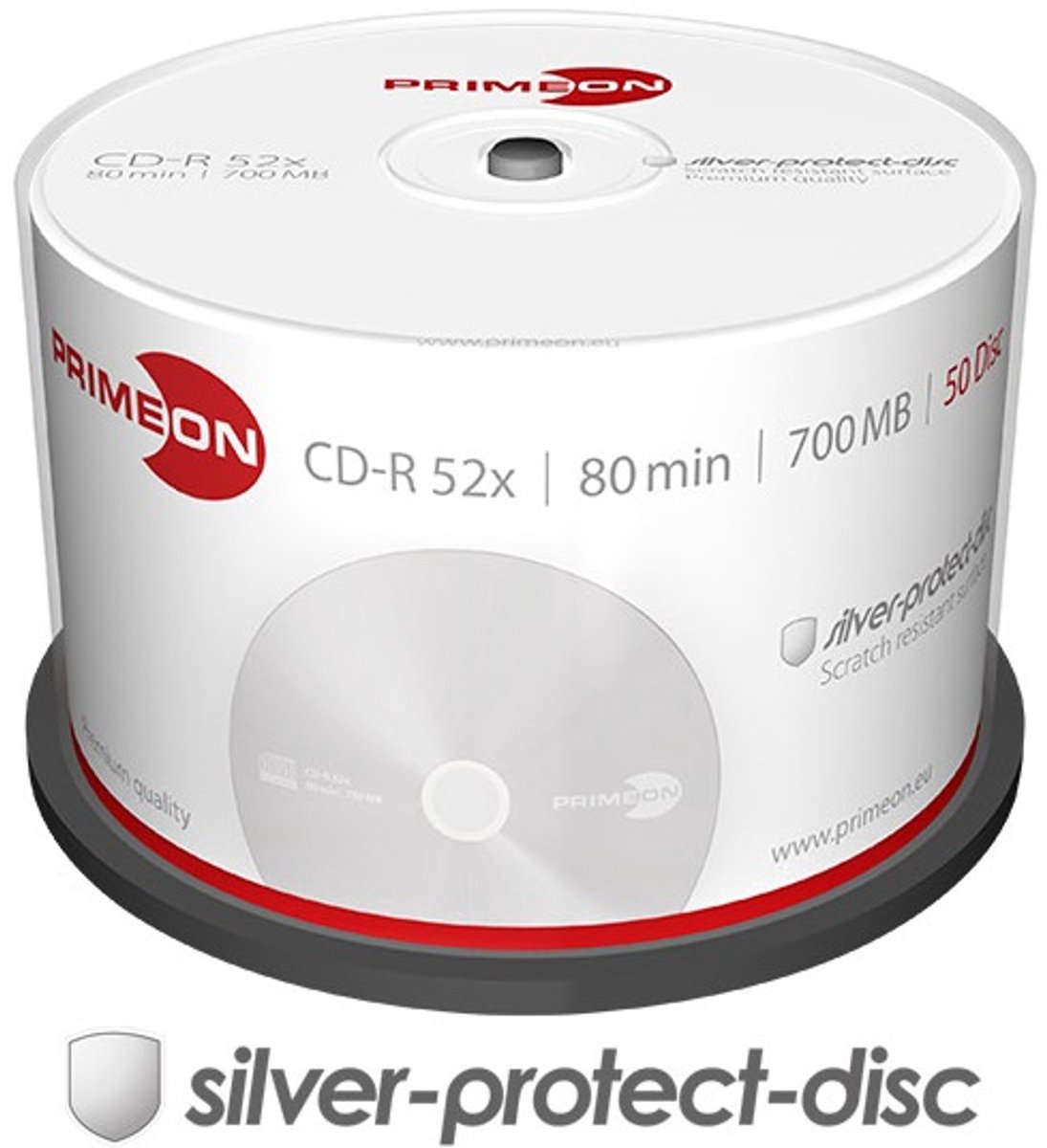Primeon 2761102 CD-R 80 700 MB 50 st Spindel Matt silveryta