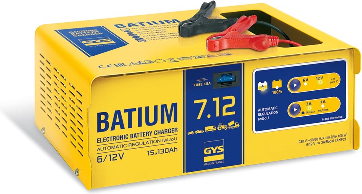 GYS Batium 7.12 024496 Bilbatteriladdare 6 V, 12 V 7 A