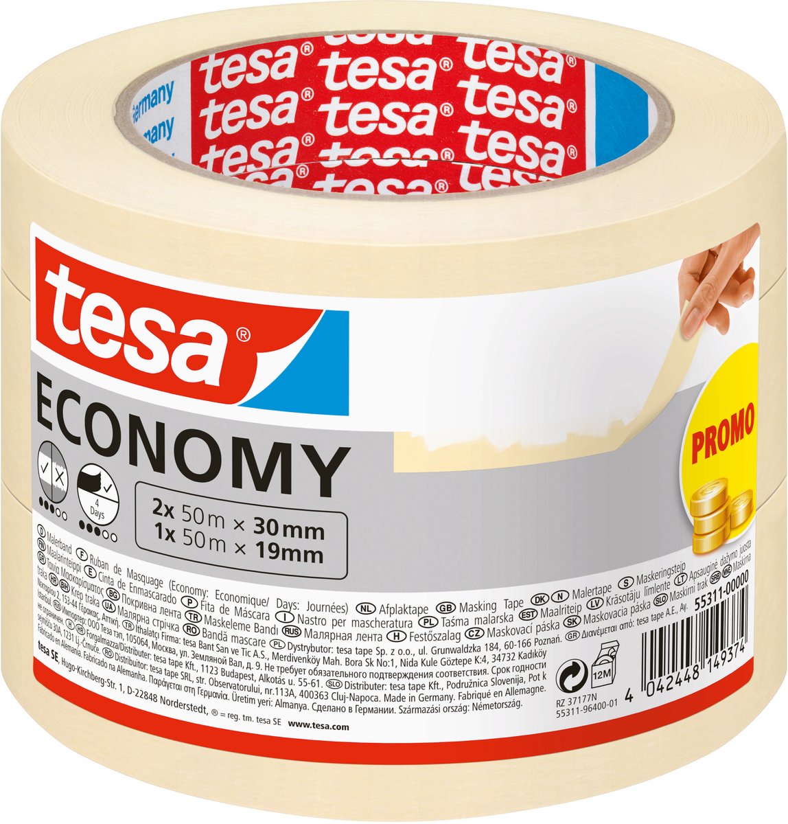 tesa Economy 55311-00000-02 Målartejp Vit 1 set