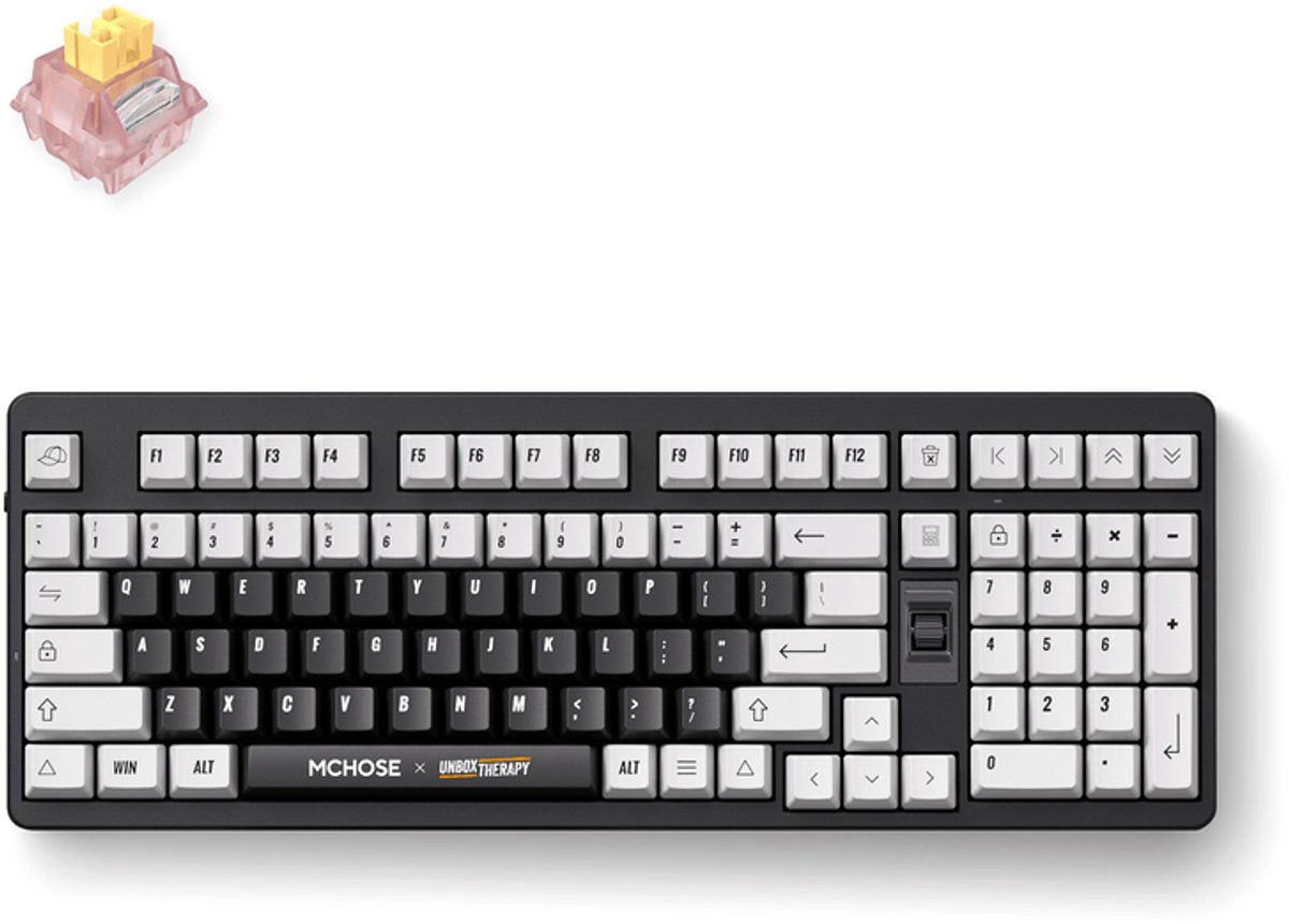 MCHOSE x Unbox Therapy - UT98 Silent Peach V3 (Classic Therapy) - Gaming Tangentbord - Engelska (US) - Svart