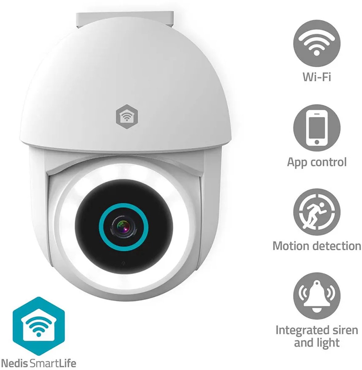 Nedis SmartLife outdoor camera Wi-Fi 3MP Full HD 1296p IP65 With motion sensor Night vision White