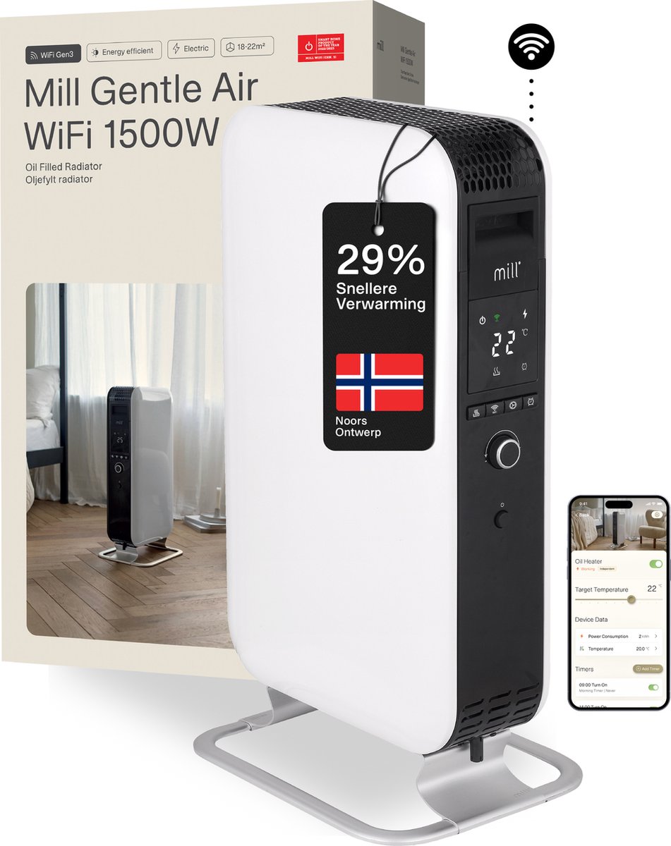 Mill Gentle Air WiFi oil filled radiator 1500W