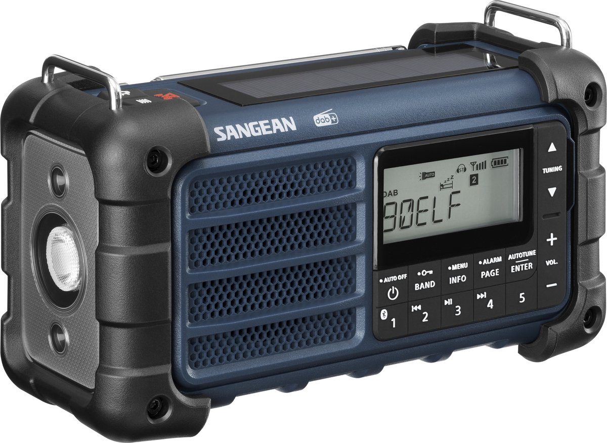 Sangean MMR-99 - Bluetooth - Handcrank - Solar Radio - AM/FM - Mono - Blue