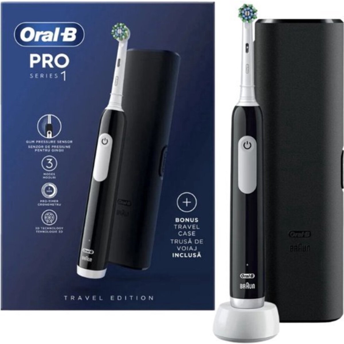 Oral-B eltandborste Pro 1 Travel Edition - tooth brush - black