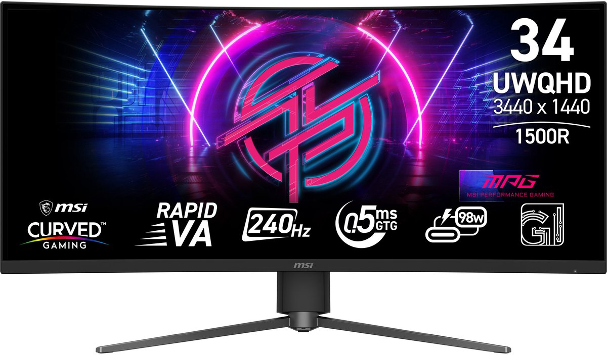 MSI MPG 346CQRF X24 Curved / 34" / VA / 3440 x 1440 / 240 Hz / 1ms / 2xHDMI,DP,USB-C