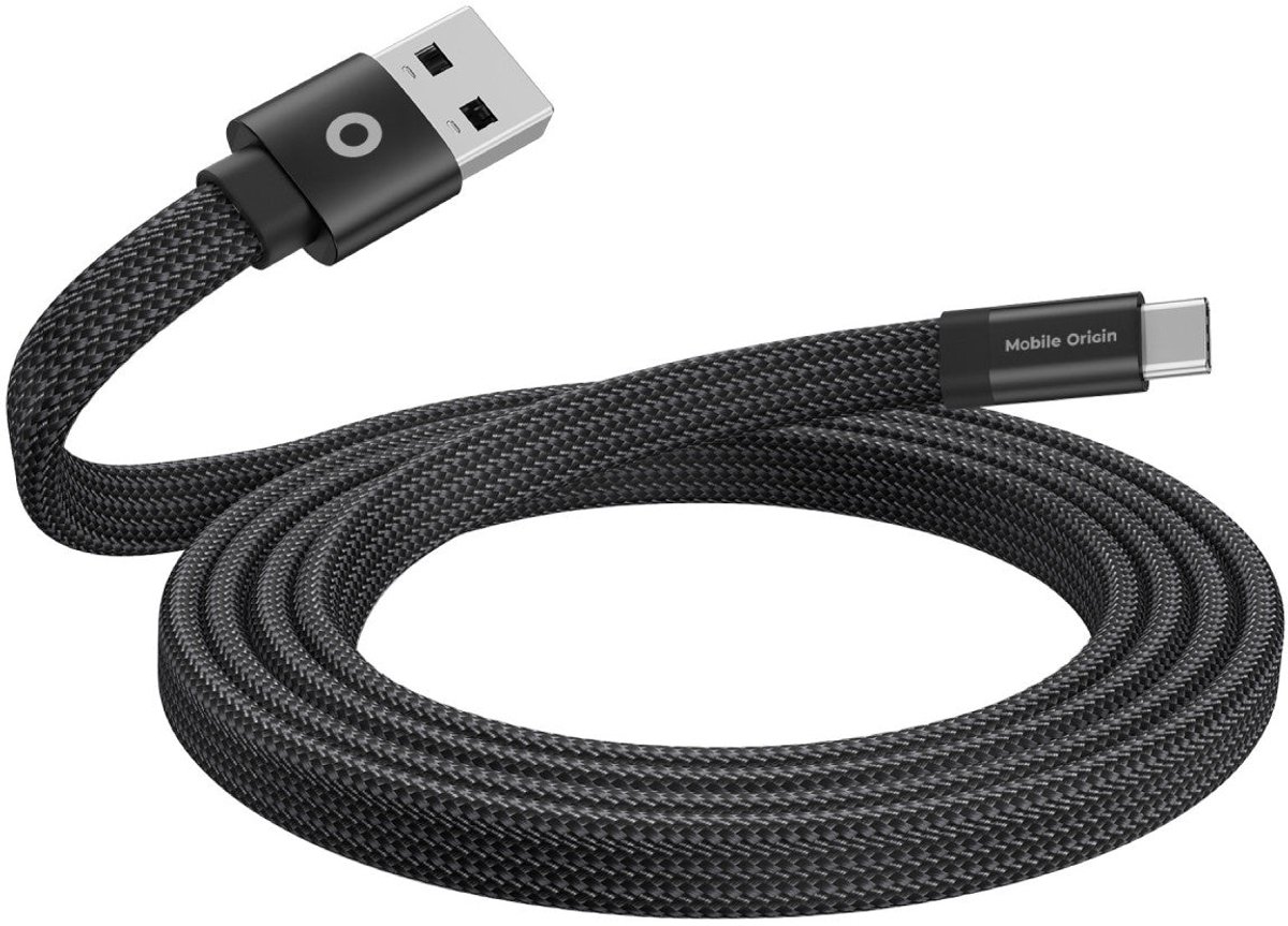 Mobile Origin Magnetic Flat Patented Original Cable USB-A to USB-C 1m - black