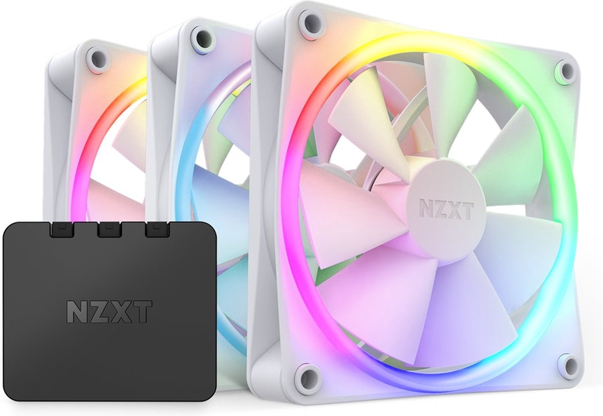 NZXT F120 RGB 3-pack & RGB Controller - White - Chassi fläkt - 120mm - Vit med RGB LED - 28 dBA