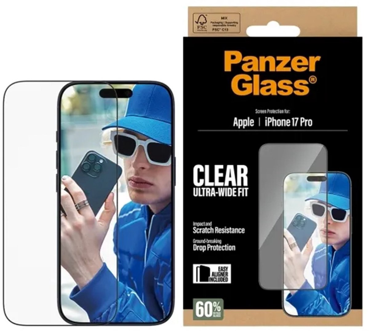 PanzerGlass Screen Protector iPhone 18 Pro | 17 Pro | Ultra-Wide Fit w. EasyAligner