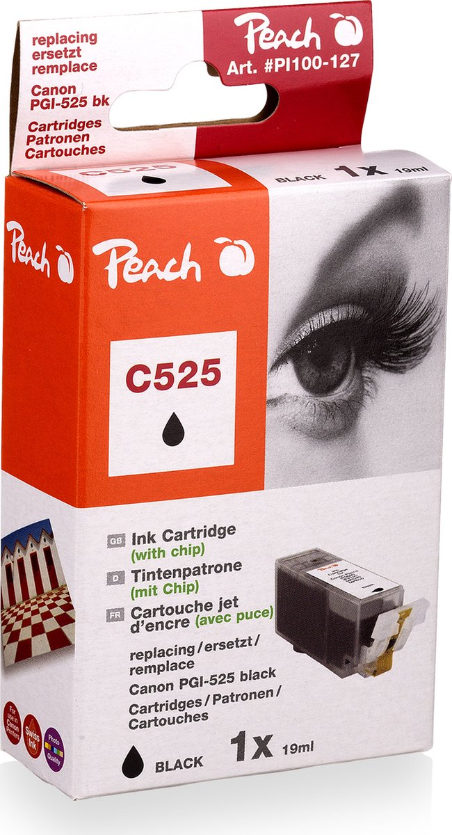 Peach PGI-525PGBK Bläckpatron Svart