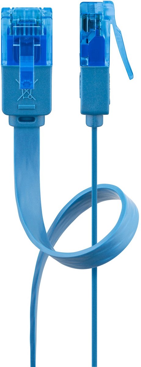 Pro LAN CAT 6A U/UTP flat - Blå - 1m