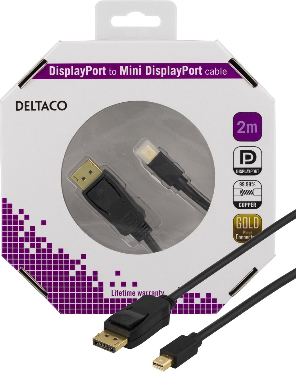 Luxorparts Mini-displayport till Displayport-kabel 2 m