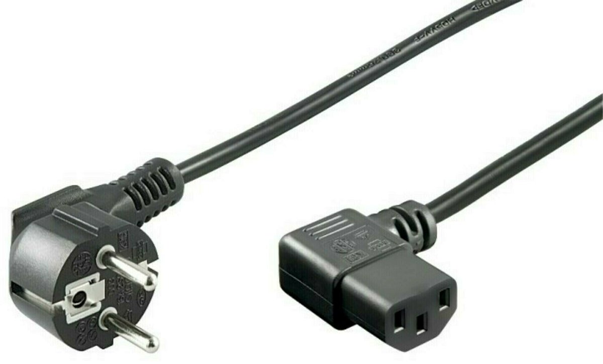 Pro Power cable C13 2x90° - Svart - 5m