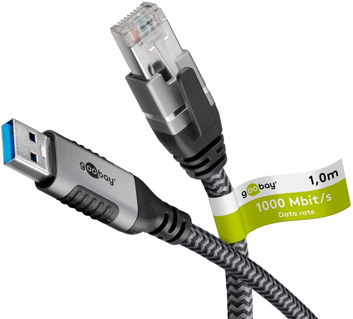 Nätverkskabel med USB-anslutning USB-A 1 m