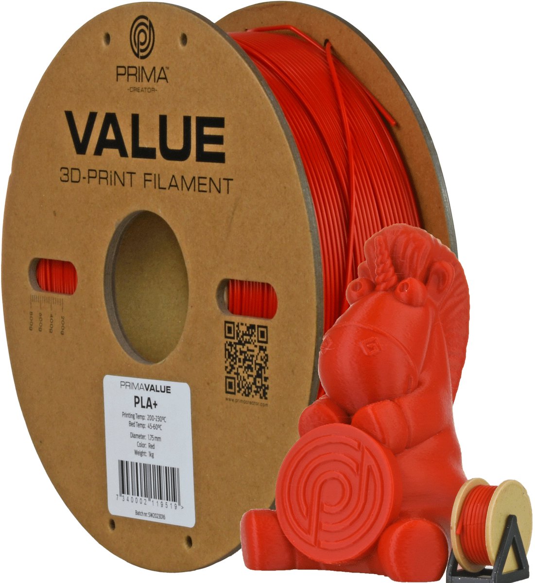 PrimaValue PLA+ - 1.75mm - 1kg - Röd