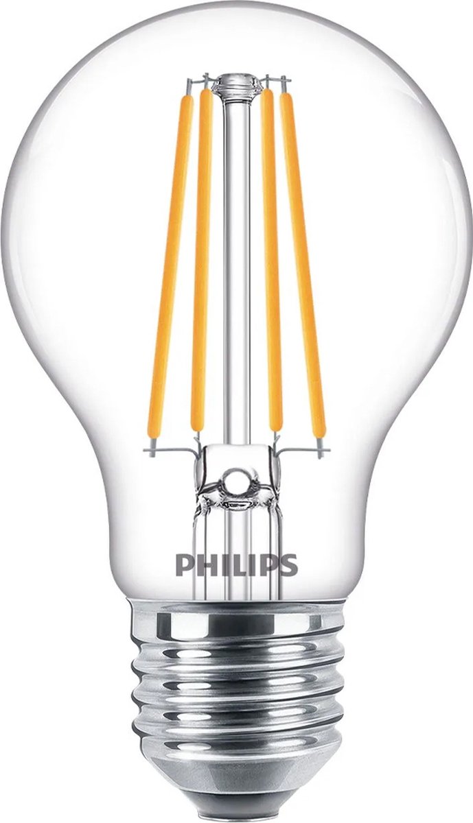 Philips LED-glödlampa Classic Standard 8.5W/827 (75W) Clear 3-pack E27