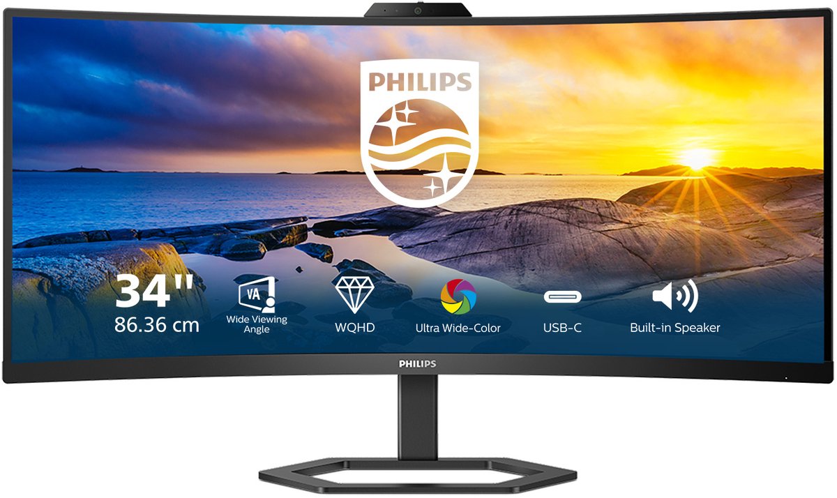 34" Philips 34E1C5600HE - 3440x1440 (UWQHD) - 100Hz - VA - 65W USB-C