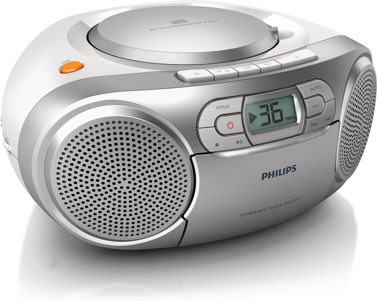 Philips AZ127 - boombox - CD Cassette - FM - Stereo - Silver