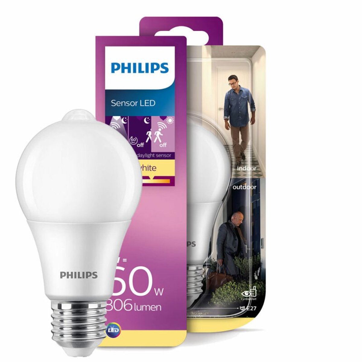 Philips LED-lampa med rörelsesensor E27 806 lm