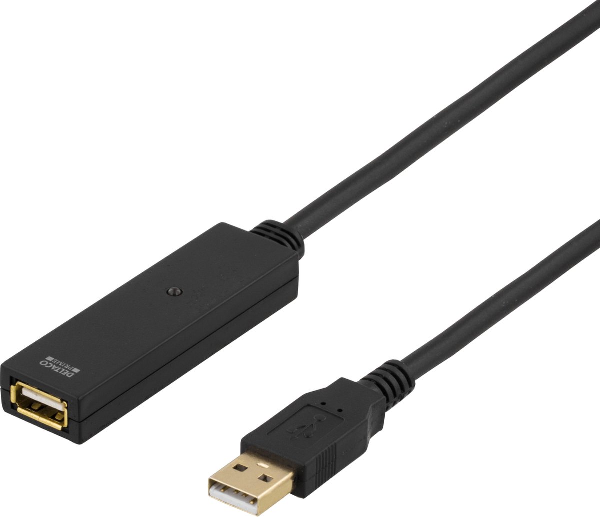 Deltaco Usb2-ex15m 15m Usb-a Usb-a Svart