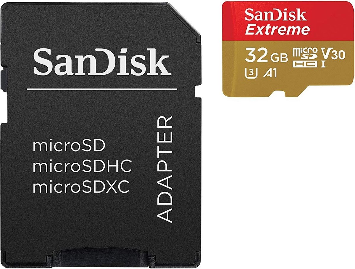 SanDisk Extreme MicroSDHC-kort Retail 32 GB A1 Application Performance Class, v30 Video Speed Class