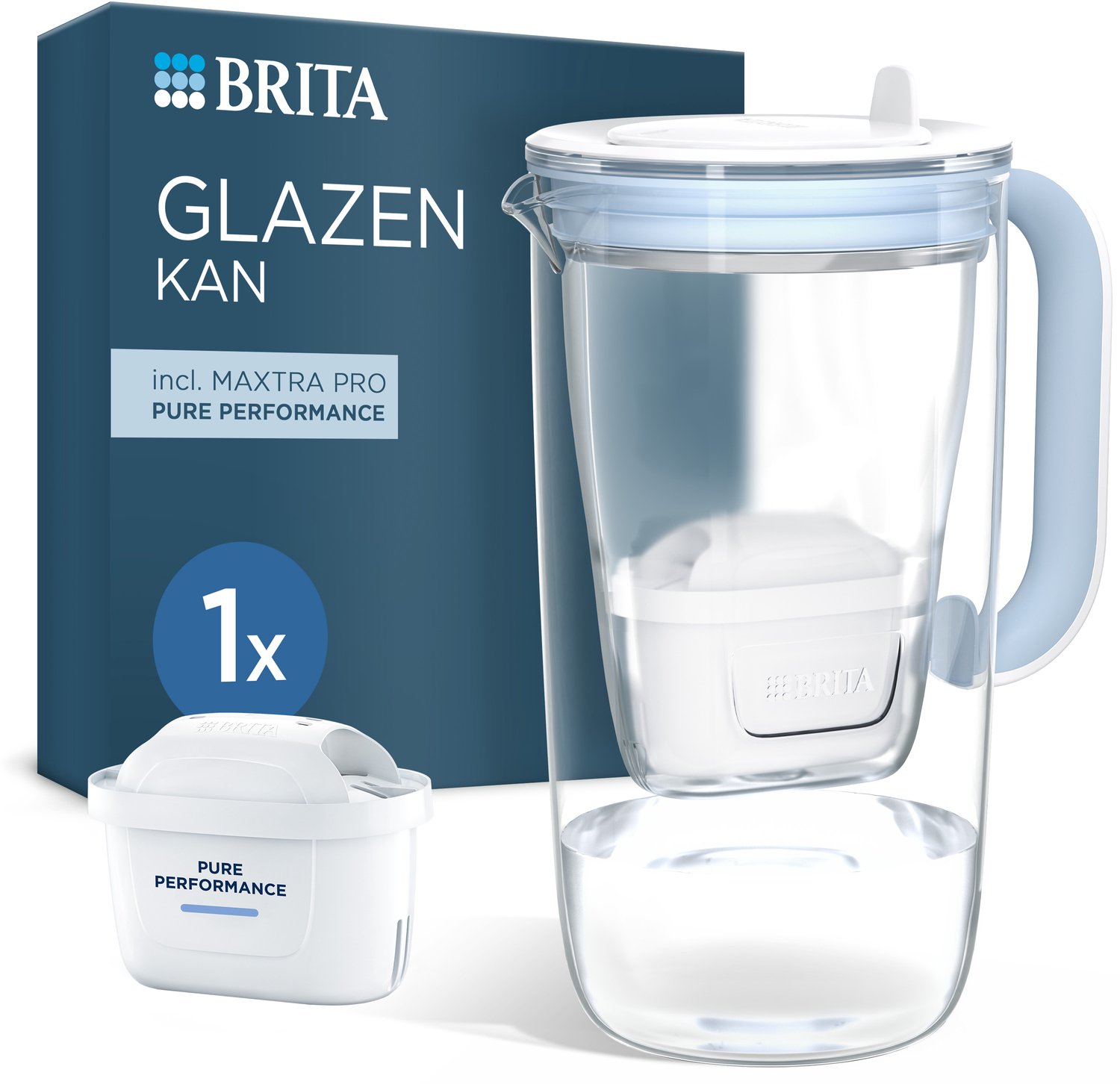 Carafe filtrante en verre et filtre à eau BRITA, 2,5 l