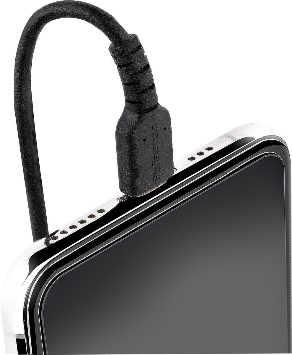StarTech.com USB C to Lightning Cable 1m (3ft) MFi Certified Coiled iPhone Charger Cable Black